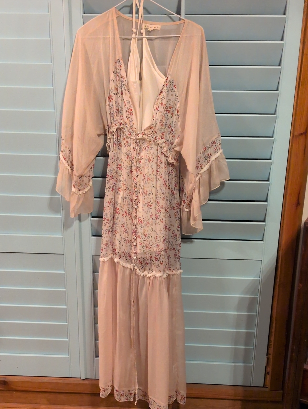 Boho Floral Maxi Dress in Light Blush
